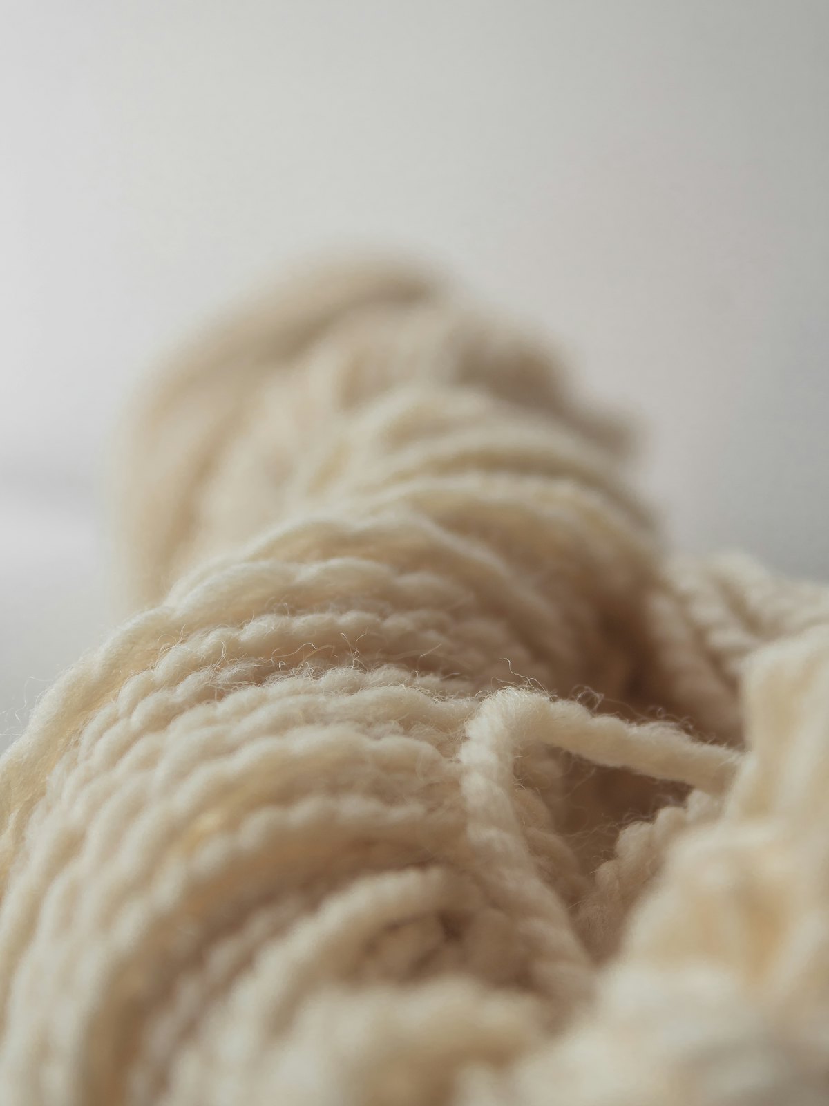 Close-up of undyed wool fibres.